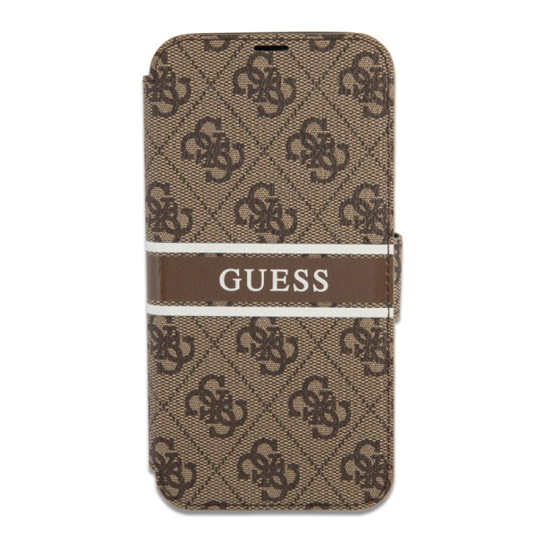 Maska za iPhone 13 6.1 braon (GUBKP13M4GDBR) na preklop Guess Bk Pu 4G Stripe - 201098