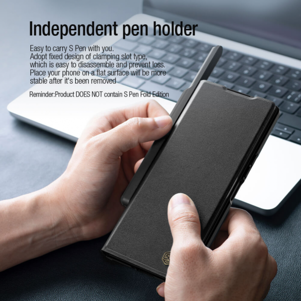 Maska za Samsung Galaxy Z Fold 6 Nillkin Qin Pro Leather crna - 215799