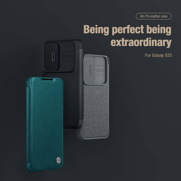 Maska za Samsung Galaxy S23 Nillkin Qin Pro (plain leather) crna - 205942