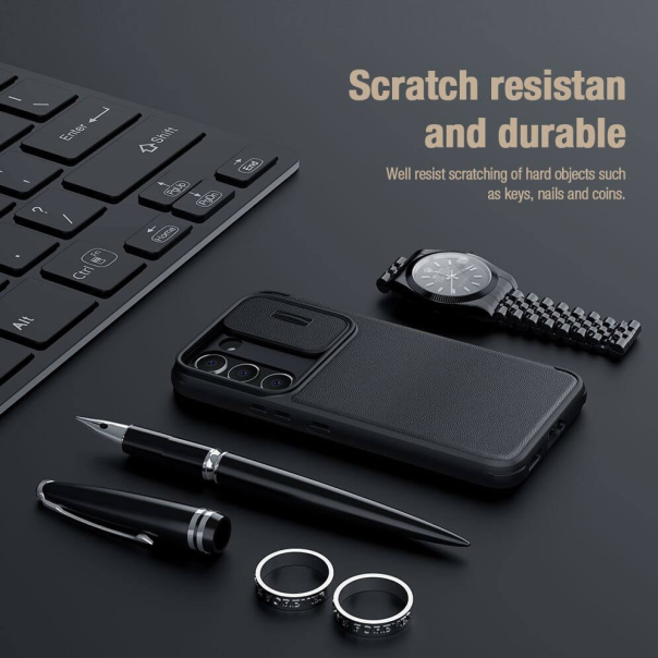 Maska za Samsung Galaxy S23 Nillkin Qin Pro (plain leather) crna - 205942