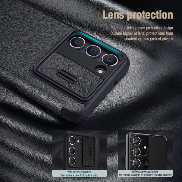 Maska za Samsung Galaxy S23 Nillkin Qin Pro (plain leather) crna - 205942