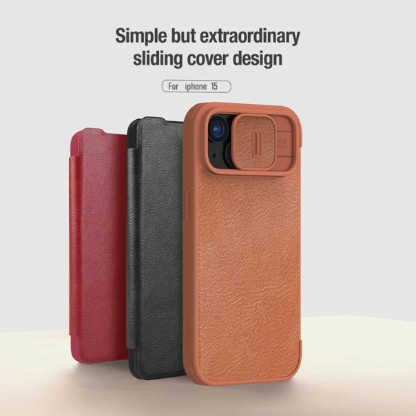 Maska za iPhone 15 6.1 Nillkin Qin Pro crvena - 209906