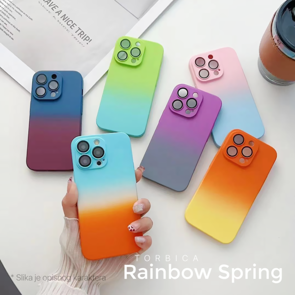Maska za iPhone 14 Pro 6.1 ljubicasto Rainbow Spring siva - 207286