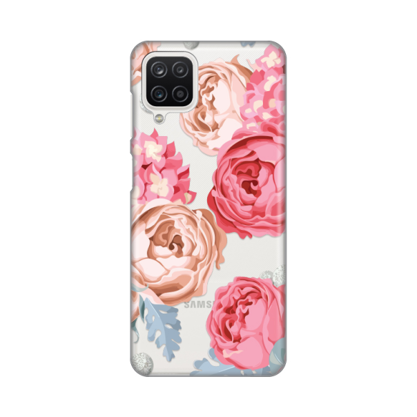 Maska za Samsung Galaxy A12 Silikonska Print Skin Pink Flowers - 8017863
