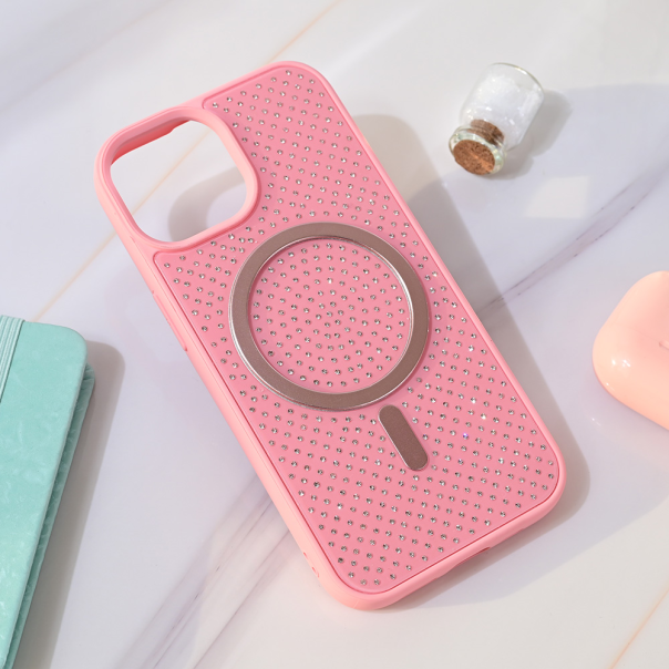 Torbica Magsafe Crystal Glow za iPhone 15 6.1 roze - 218959