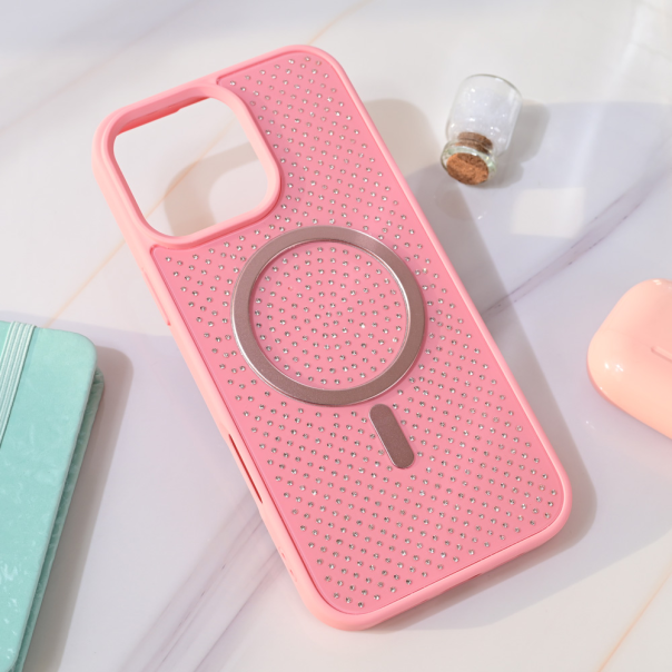 Torbica Magsafe Crystal Glow za iPhone 16 Pro Max 6.9 roze - 218979