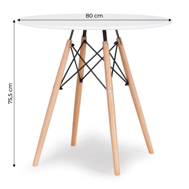 BOLZZ Torino okrugli sto 80 cm white - BOLTORTBLWHIT