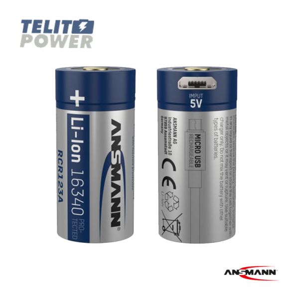 ANSMANN Punjiva Li-Ion 3.6V 850mAh 16340 sa mikro USB ulazom za punjenje RCR123A Ansmann - EP3284157