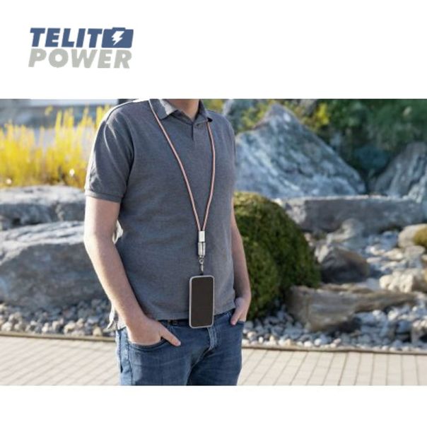 ANSMANN USB-C na USB-C kabl Lanyard – 120cm, 60W, roze, praktičan za nošenje - EP3285773
