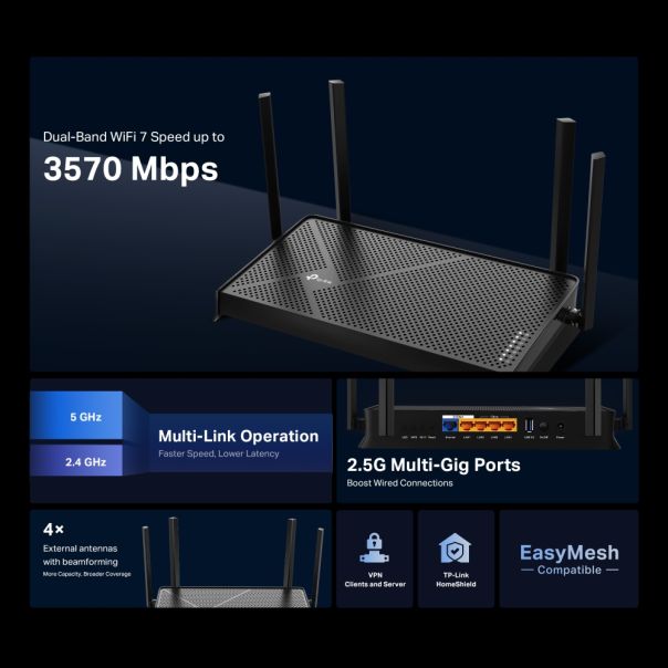 TP LINK Extender TP-LINK BE3600 Dual-Band Wi-Fi 7 Range Extender - EP2949453