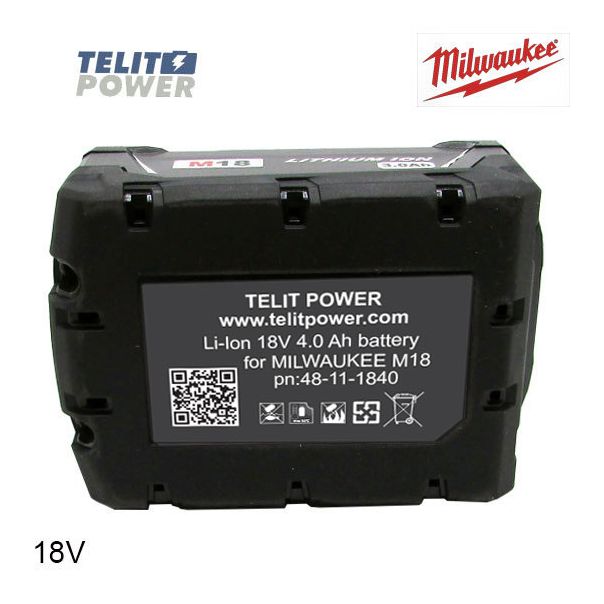TELIT POWER Milwaukee M18 4.0Ah REDLITHIUM™ XC Baterija – Produžena snaga za zahtevne zadatk - EP3284769