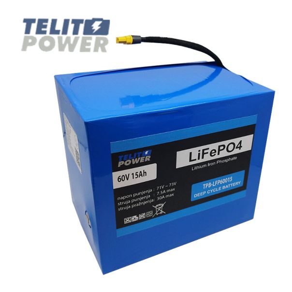TELIT POWER LiFePO4 baterijski paket 60V 15Ah sa BMS 40A, Bluetooth i XT60 konektorom - EP3286916