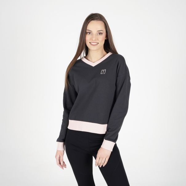 LA TERRA  Duks adela v neck sweatshirt W - TRA261F602-01