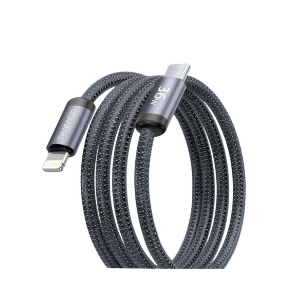 TRANYOO Kabl T-P22, USB-C na Lightning, 36W, 1m (ojačani), crna - 1920009