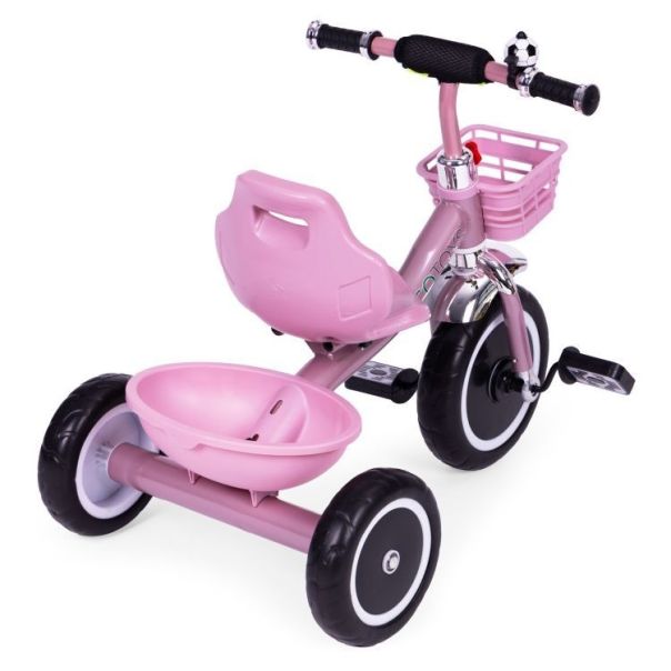 ECO TOYS Tricikl guralcia za decu sa zvoncem i korpom, roze - WQL-1999 PINK