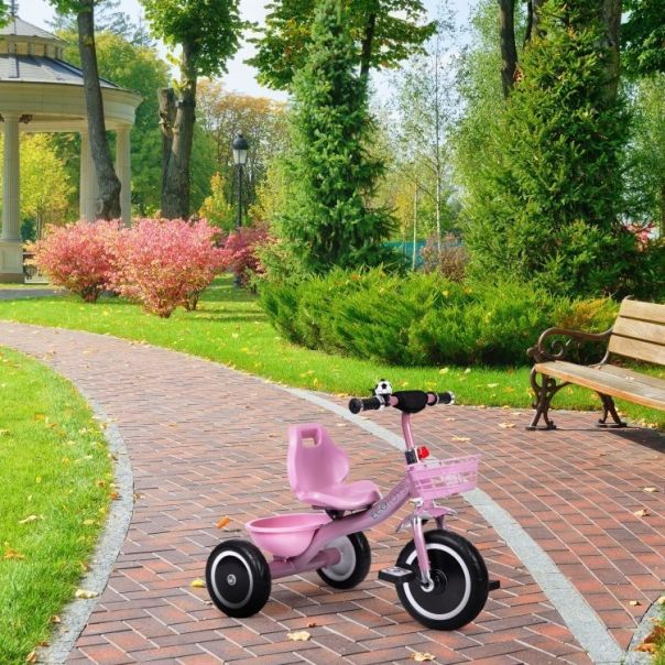ECO TOYS Tricikl guralcia za decu sa zvoncem i korpom, roze - WQL-1999 PINK