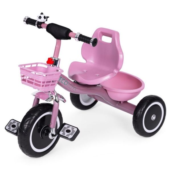 ECO TOYS Tricikl guralcia za decu sa zvoncem i korpom, roze - WQL-1999 PINK