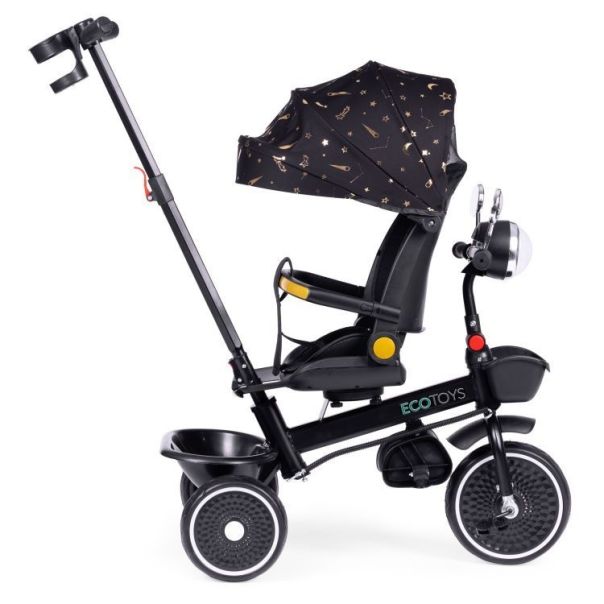 ECO TOYS Tricikl za decu sa rotirajućim sedištem i sklopivom tendom 2u1, crna - WQL-186 BLACK