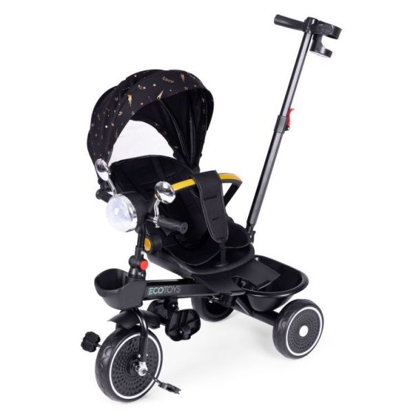 ECO TOYS Tricikl za decu sa rotirajućim sedištem i sklopivom tendom 2u1, crna - WQL-186 BLACK