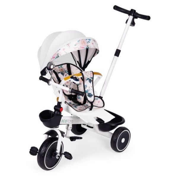 ECO TOYS Tricikl za decu sa rotirajućim sedištem i sklopivom tendom 2u1, bela - WQL-186 WHITE