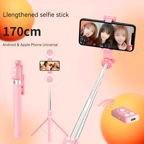 Tripod sa LED rasvetom A12 pink - 214942
