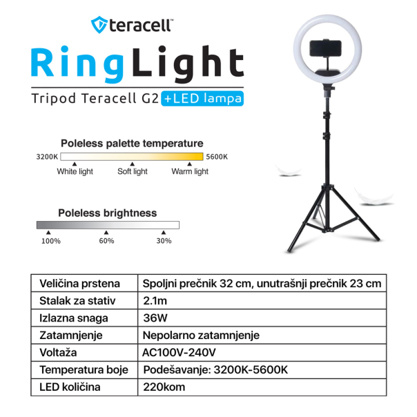 Tripod Teracell G2 + LED lampa - 213975