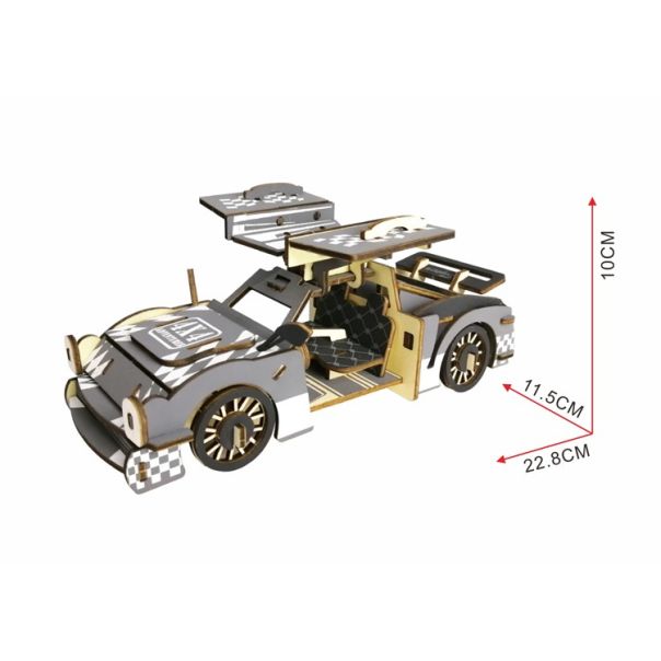 3d drvena slagalica - Trkački automobil - 50-1-1