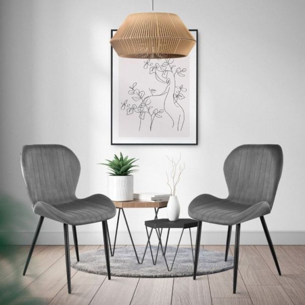 MODERNHOME Trpezarijske stolice set 4 kom velour siva - MC-188