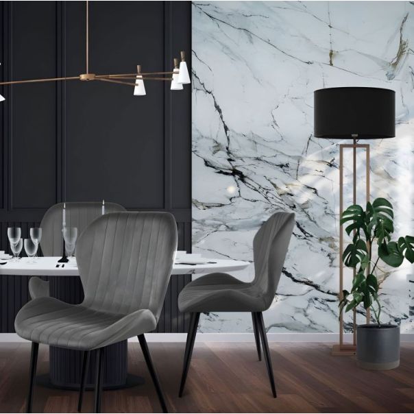 MODERNHOME Trpezarijske stolice set 4 kom velour siva - MC-188