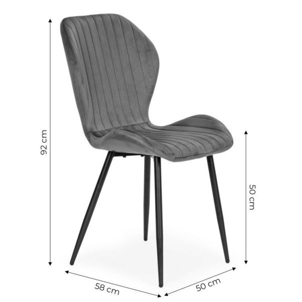 MODERNHOME Trpezarijske stolice set 4 kom velour siva - MC-188