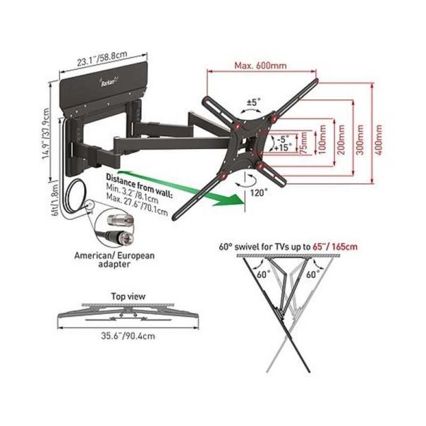 BARKAN Zidni TV nosač do 90
