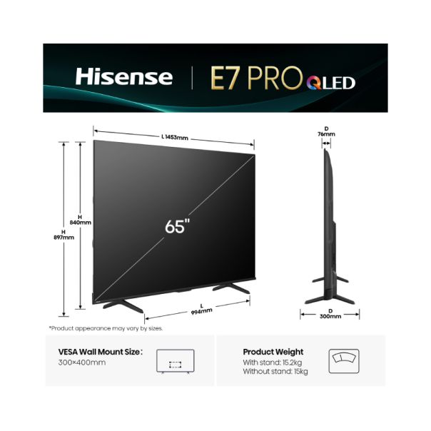 HISENSE Televizor 65E7Q PRO, Ultra HD, Smart - TVZ02829