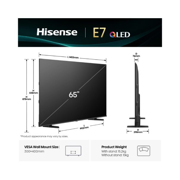 HISENSE Televizor 65E7Q, Ultra HD, Smart - TVZ02834