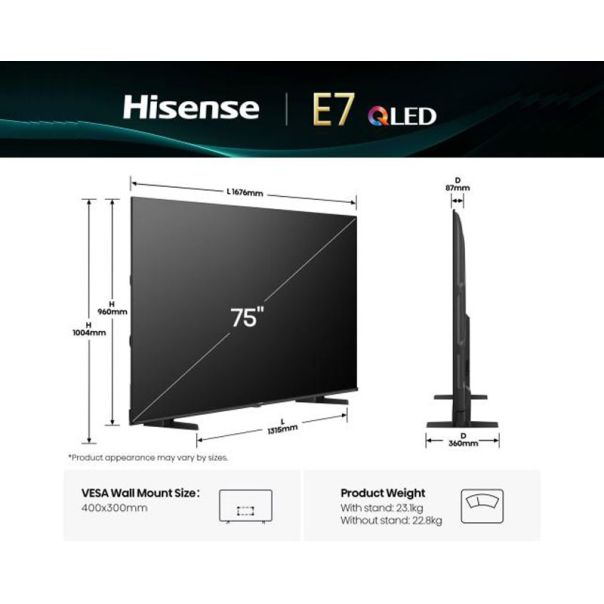 HISENSE Televizor 75E7Q, Ultra HD, Smart - TVZ02855