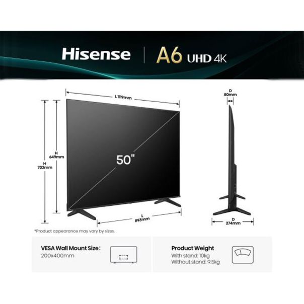 HISENSE Televizor 50A6Q, Ultra HD, Smart - TVZ02869