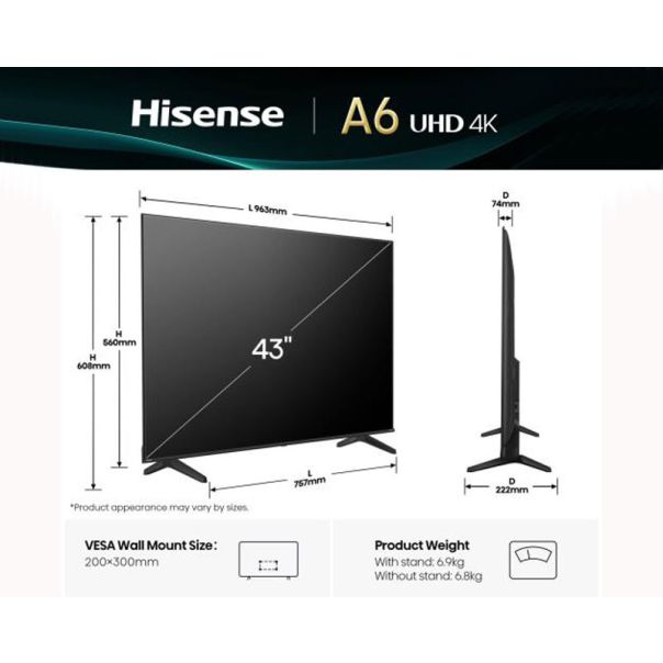 HISENSE Televizor 43A6Q, Ultra HD, Smart - TVZ02872 - TVZ02872