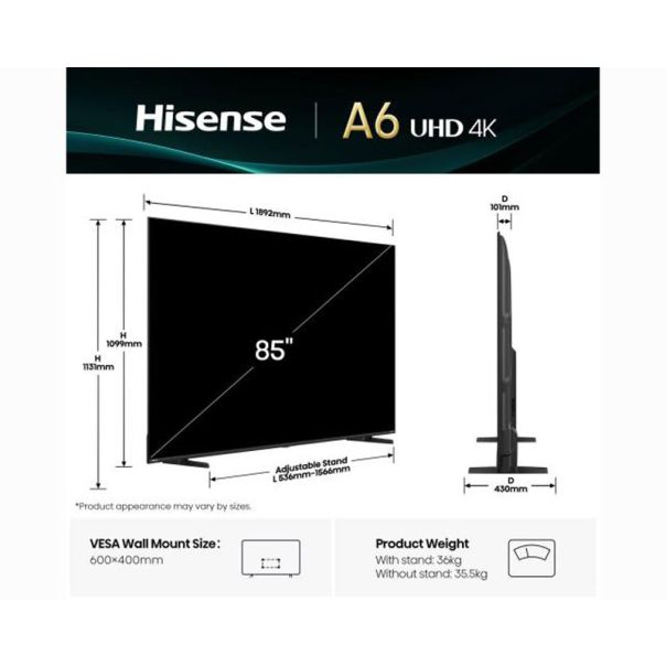 HISENSE Televizor 85A6Q, Ultra HD, Smart - TVZ02883