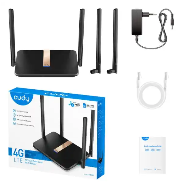 Wireless ruter Cudy LT500D 4G LTE AC1200 CPE 4+5Ghz, 1W/4LAN 10/100/ 4xAnt - EP2923570