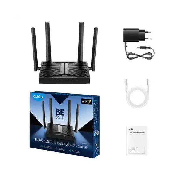 Wireless Mesh Router Cudy WR3600H/BE3600/WiFi 7/2.4+5Ghz Wi-Fi 2.5Gx1WAN/4LAN 1Gbit/ext 4x5dBi/2x in - EP3132242