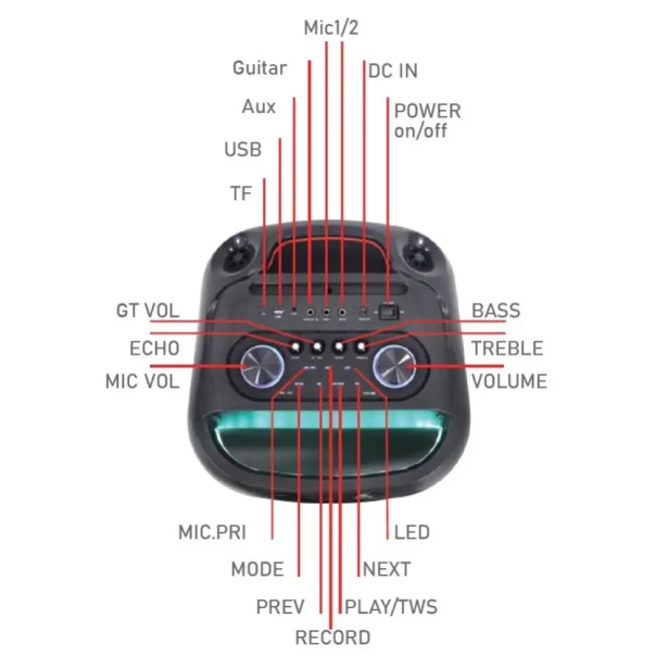 Partybox zvučnik Microlab PT1200W 400W BT/7200mAh tws aux usb microsd + mic - EP2948658