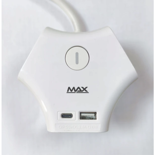 Produžni kabl sa prenaponskom zaštitom sa 3 utičnice MAX MPS-03UG-3M/3m/USB portovi(USB A + USB C ) - EP3077863