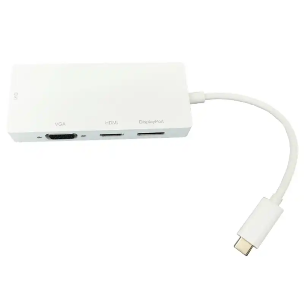 E-GREEN Adapter USB 3.1 tip C na Display Port + HDMI + VGA + DVI, bela - 179713