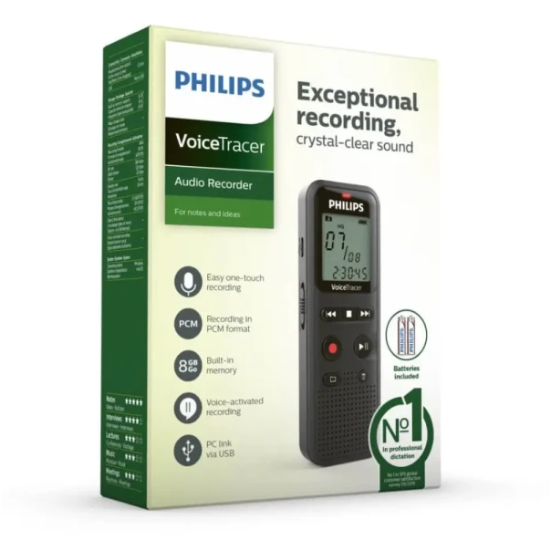 Diktafon Philips DVT1160 Mono/8GB/LCD/2x AAA - EP2891625