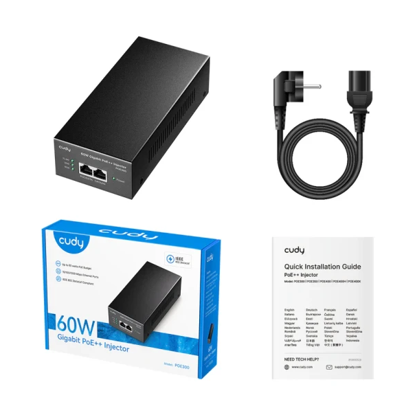 CUDY PoE300 Gigabit PoE+ Injector adapter 60W - LAN02931