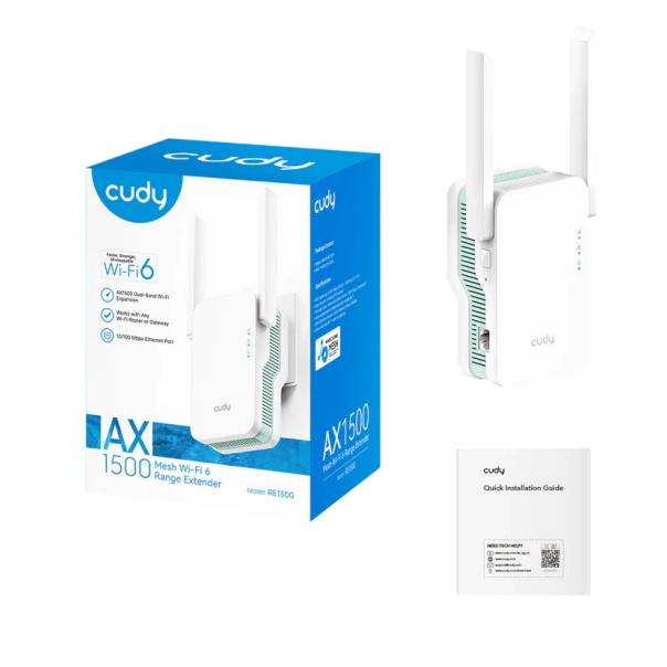 Range Extender Cudy RE1500/AX1500/WiFI 6/2.4+5GHz/Mesh/1500Mbps - EP2923472