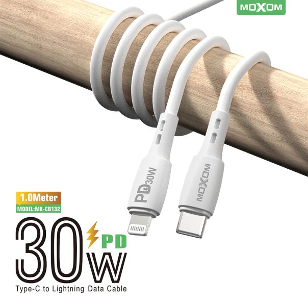 MOXOM USB data kabal MX-CB132 PD 30W Type-C na lightning 1m, bela - U2025