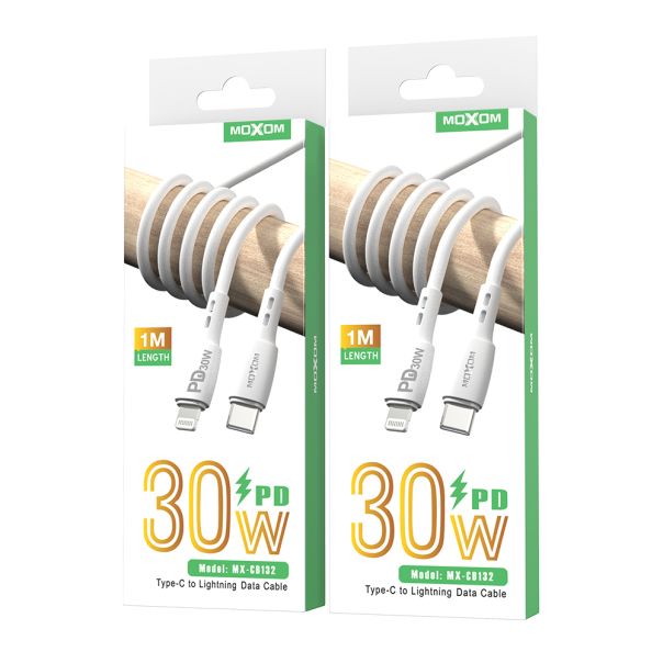 MOXOM USB data kabal MX-CB132 PD 30W Type-C na lightning 1m, bela - U2025