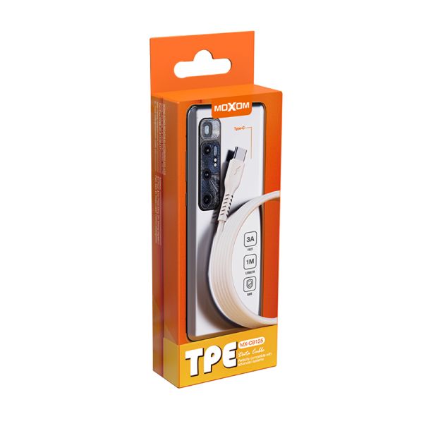 MOXOM USB data kabal MX-CB125 3A Type-C, 1m, bela - U2042