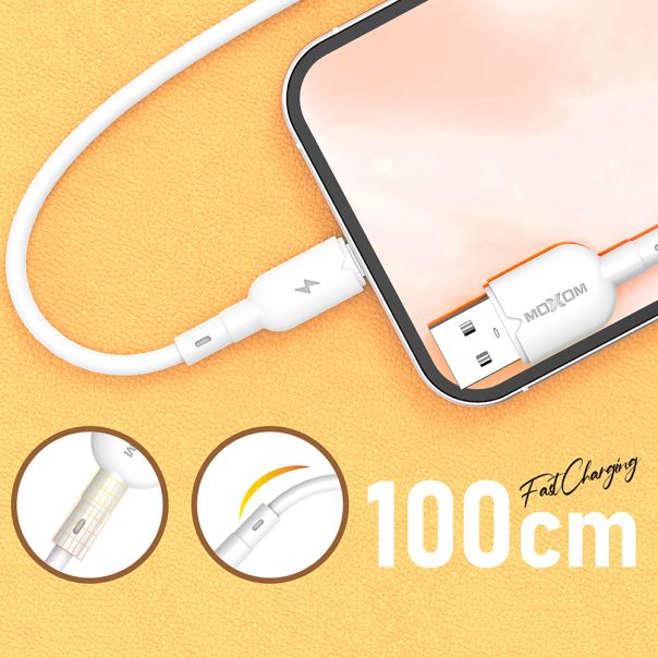 MOXOM USB data kabl MX-CB183 3A lightning 1m, bela - U2058