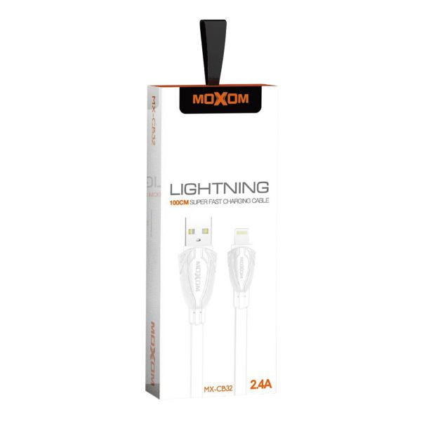 MOXOM USB data kabl MX-CB32 2.4A Lightning 1m, bela - U2061